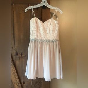 Strapless Chiffon Blush Prom Dress.  Professionally altered to shorter length